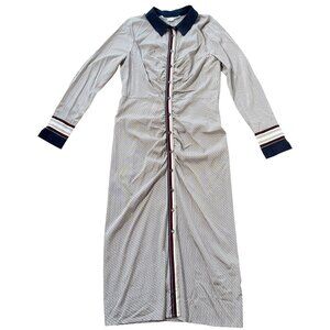 Veronica Beard Mesika Midi Shirt Dress Silk Geometric Print 10